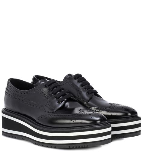 prada brogues uk|Leather platform brogues in black .